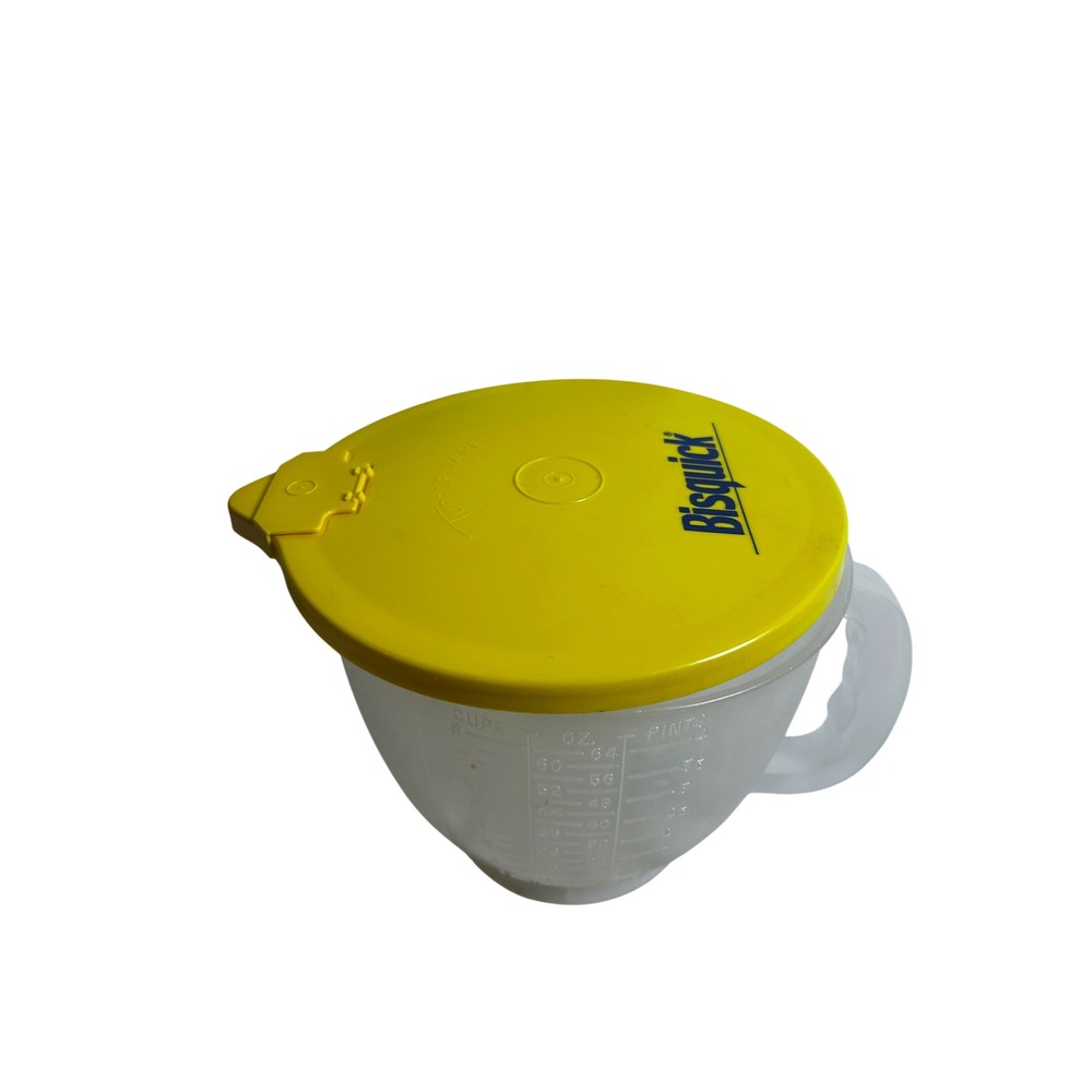 Tupperware Bisquick Mix-N-Stor Pitcher 8 Cup Yellow Lid Vintage Measuring Bowl